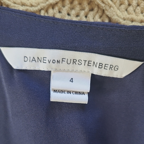 Diane Von Furstenberg Navy Silk Fleurette Caftan Dress - Size 4 - Picture 7 of 12